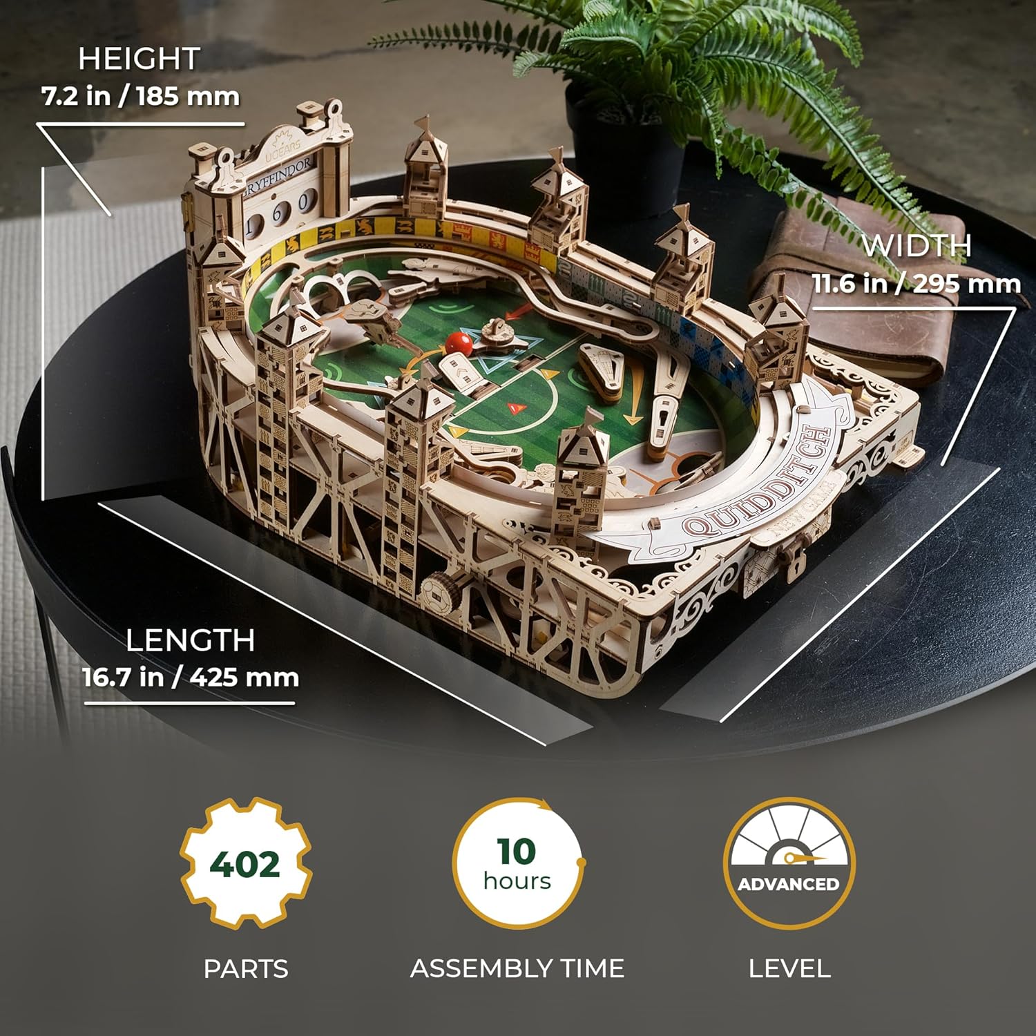 Quidditch Pinball Model dimensions size 425mm length and 185mm height-uFunSpace
