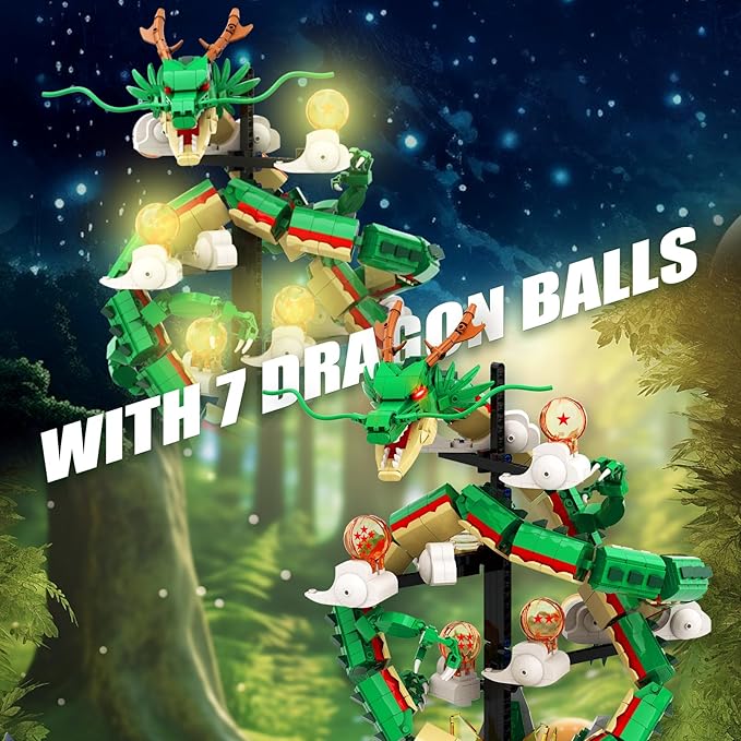 Dragon Building Set for Adult - Cool Dragon Animal Toy Building Set, Mech Dragon Collectible Building Model with 7 Dragon Ball Light, Christmas Birthday Gifts for Teens Kids14+ (1826Pcs-uFunSpace