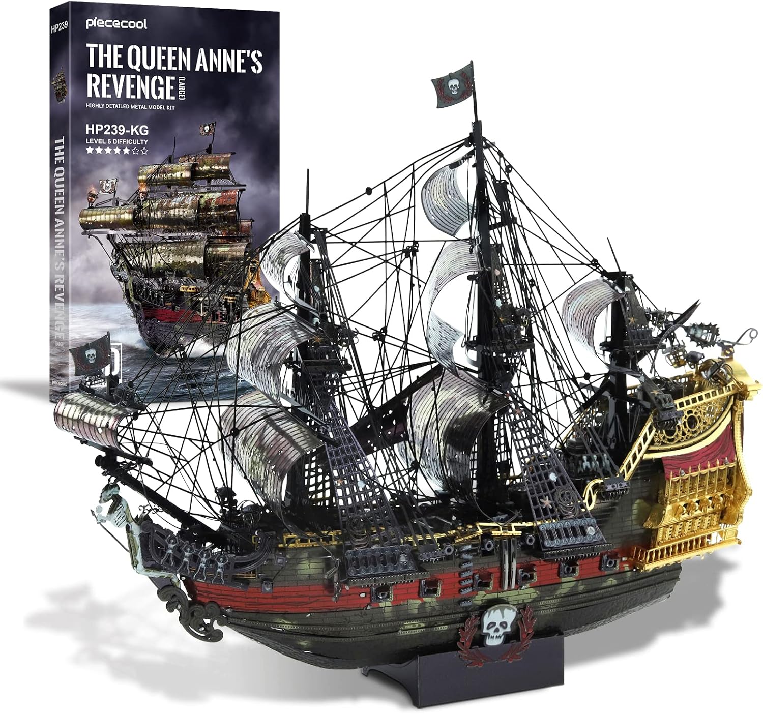 3D Metal Puzzles for Adults, The Queen Anne's Revenge Pirate Ship Model Kits, 3D Watercraft Model Building Kit, DIY Craft Kits Difficult 3D Puzzles for Family Time-uFunSpace
