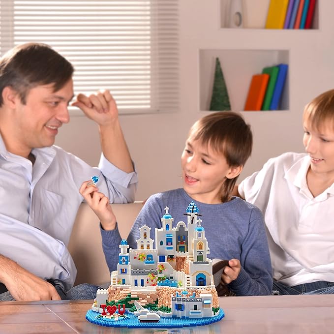 Aegean Sea Santorini Miniature Architecture Building Set Model Building Kits Creative Building Series Building Blocks Adult Gift 5810 PCS-uFunSpace