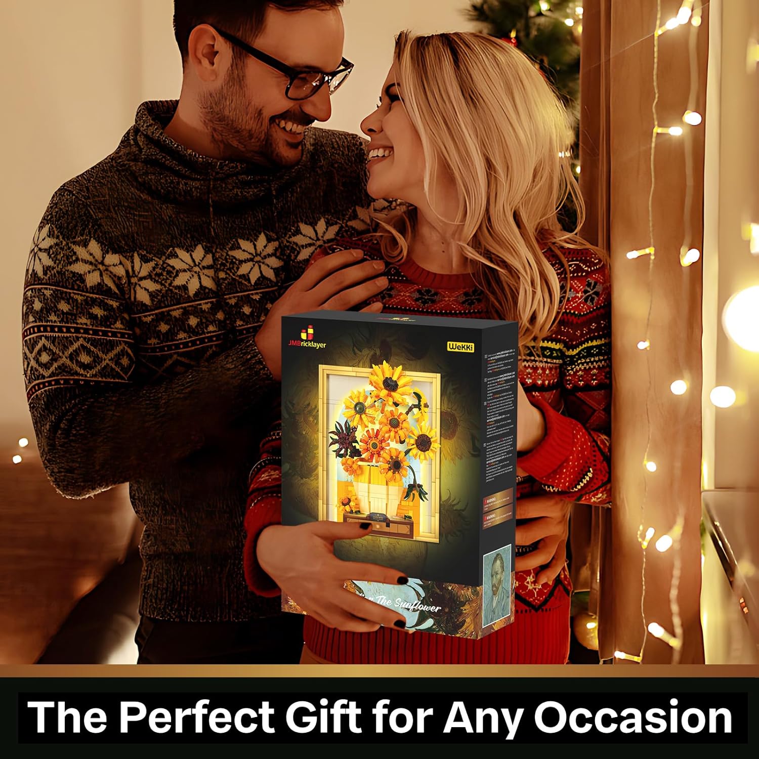 Flower Sunflower Building Block Set Adult with Light 70004 Van Gogh Wall Art Crafts Creative Bouquet, Painting Frame Room Decoration, Thanksgiving Christmas Birthday Gift for Women Girls-uFunSpace