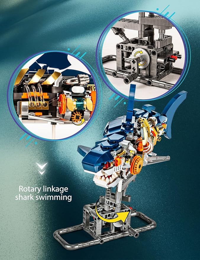 Ocean Series Shark Building Blocks Set (687Pieces) Creative Sea Animal Model Gifts for Kid and Adult