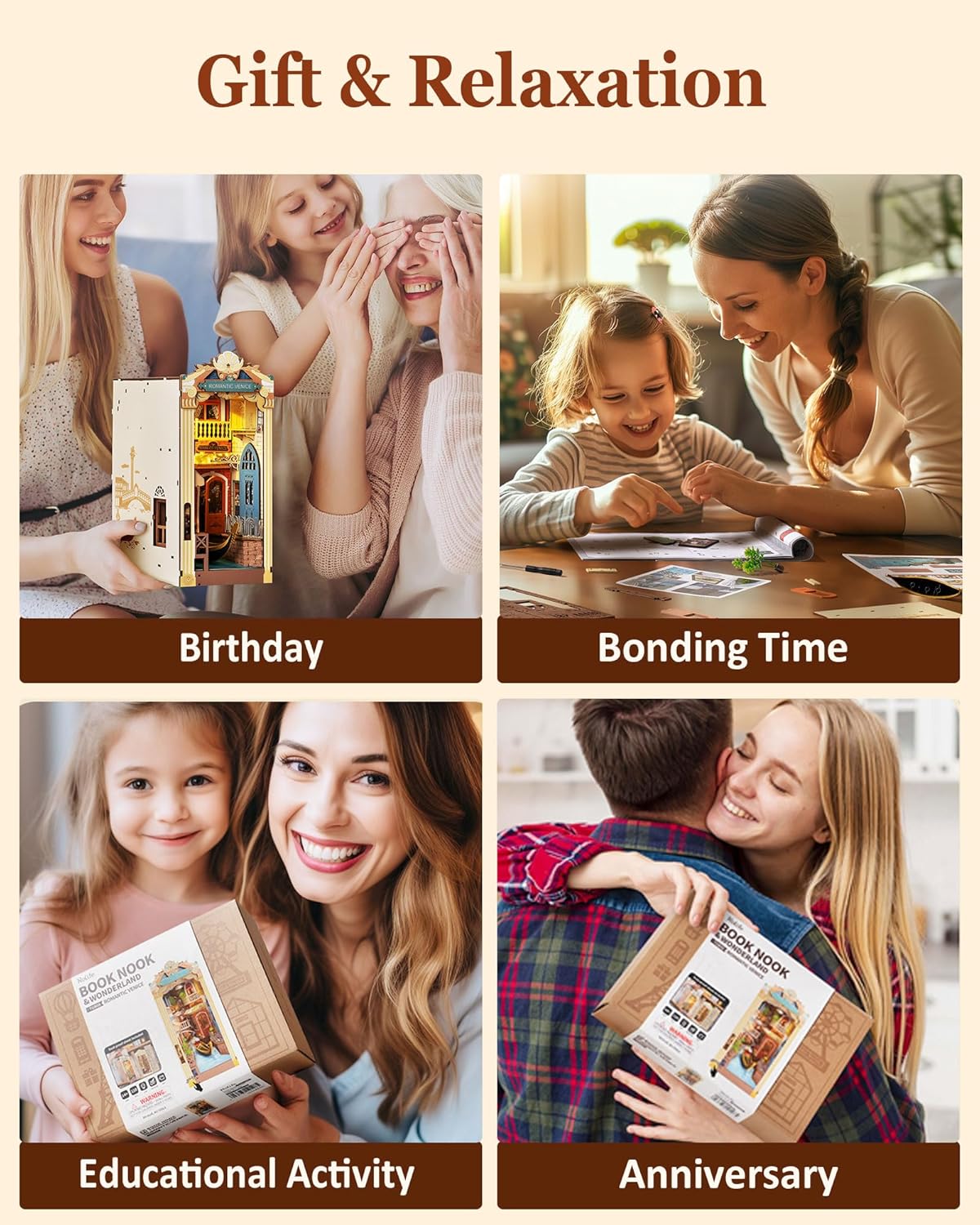Perfect gift ideas: Romantic Venice Book Nook for birthdays, family bonding time, anniversaries, and educational-uFunSpace