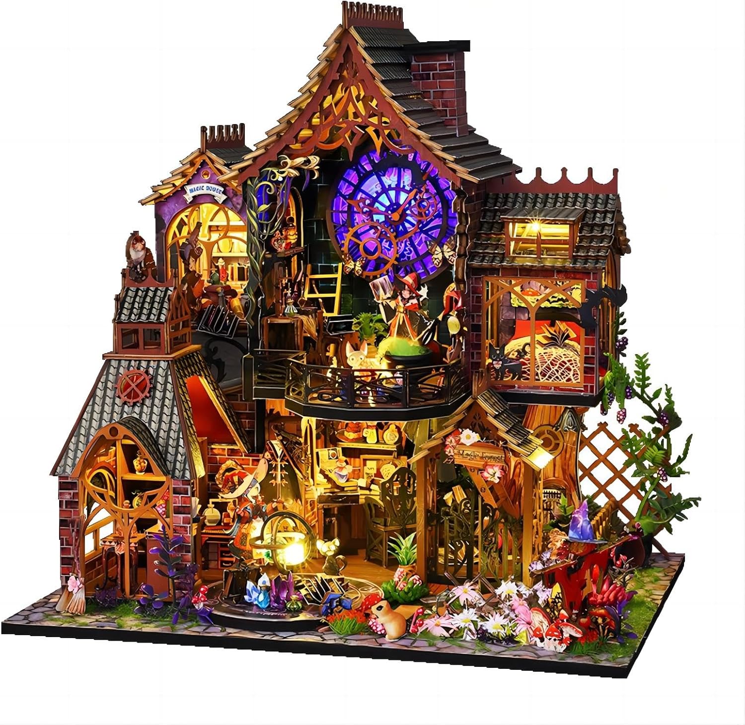 DIY Miniature House Kit, Tiny House Kit with Dust Proof Cover & Small Tools, DIY Wooden Dollhouse Miniature Kit for Adults Teen, Wooden Crafts Mini Model Magic Kits, Home Decor - Magic Spirit-uFunSpace