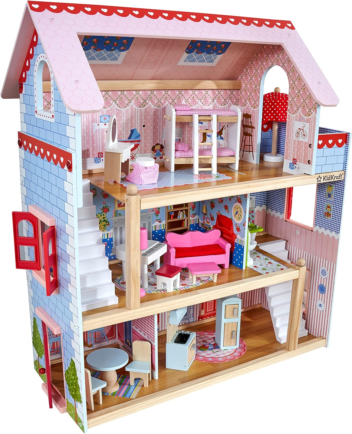 Chelsea Doll Cottage Wooden Dollhouse with 16 Accessories, Working Shutters, for 5-Inch Dolls