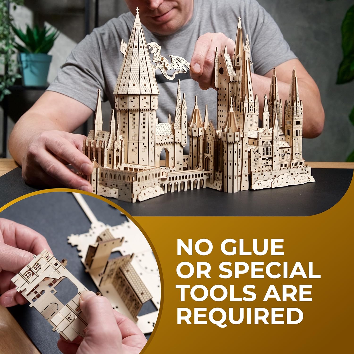 Harry Potter Hogwarts Castle Building Blocks for Adults - Harry Potter Wooden Puzzle for Teens - 3D Jigsaw Puzzles for Adults - Harry Potter Castle Model-uFunSpace