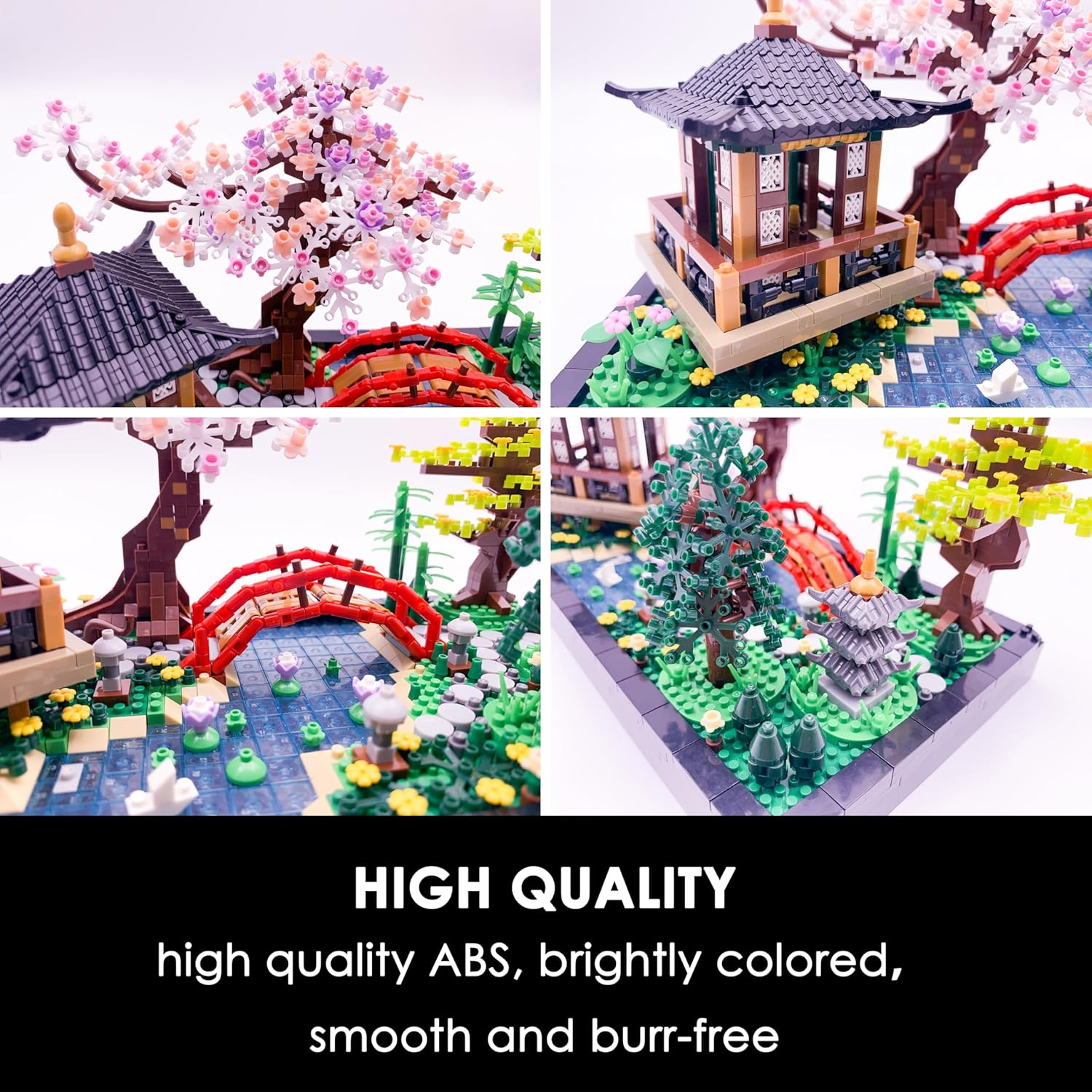 Micro Building Blocks Sets,Chinese Zen Garden Architecture and Cherry Blossom Bonsai Tree Building Toys for Adults,Japanese Sakura House Model,Creative Mini Bricks Gift for Kids 14+,2280 PCS-uFunSpace