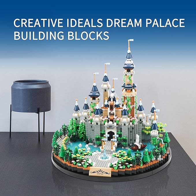Magic Princess Blue Castle Micro Building Blocks for Adults Mini Building Kit, Creative Display Gift for Women and Kids Ages 14+ 3600 PCS-uFunSpace