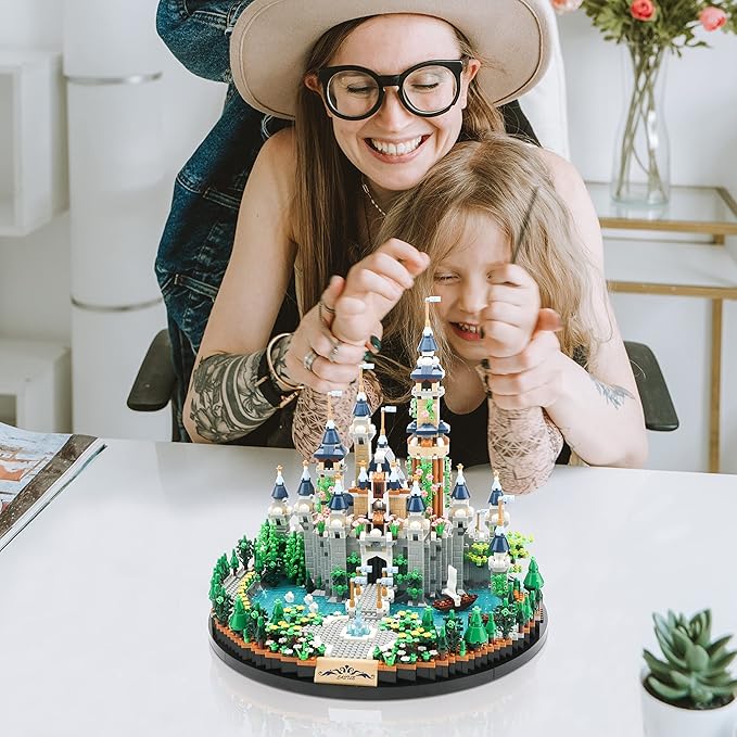 Magic Princess Blue Castle Micro Building Blocks for Adults Mini Building Kit, Creative Display Gift for Women and Kids Ages 14+ 3600 PCS-uFunSpace