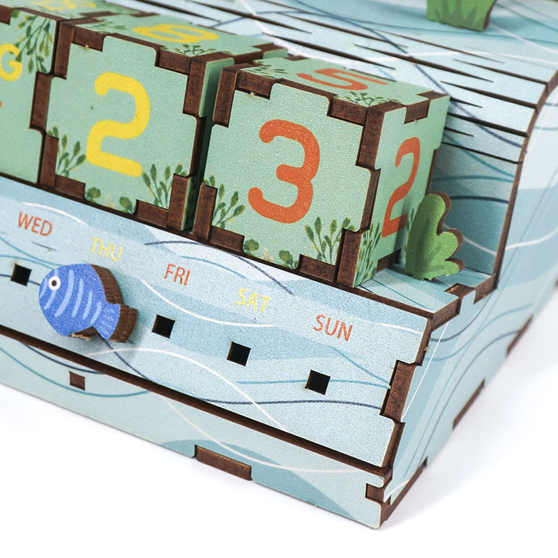 Pink Flamingos wooden calendar，3d art calendar desk calendar diy gifts