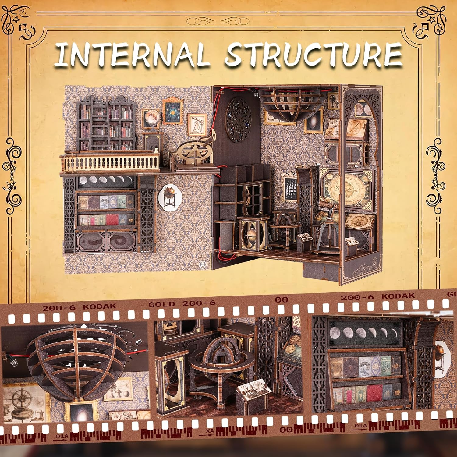 Internal structure of Museum of Astronomy kit showing stairs and telescope details-uFunSpace