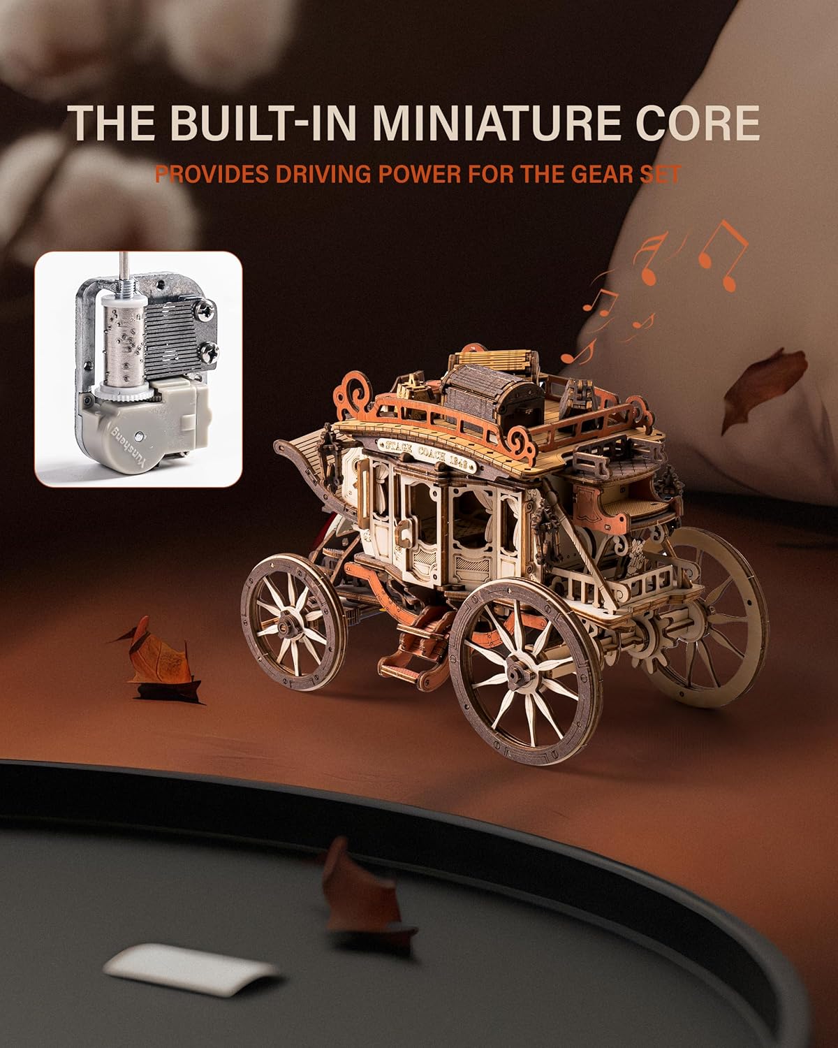 Wooden Music Box Puzzle AMKA1, Valentines Day Gift 3D Wooden Puzzles for Adults, Mechanical 3D Model to Build, Birthday Anniversary Day Gift Hobby STEM Kits-uFunSpace