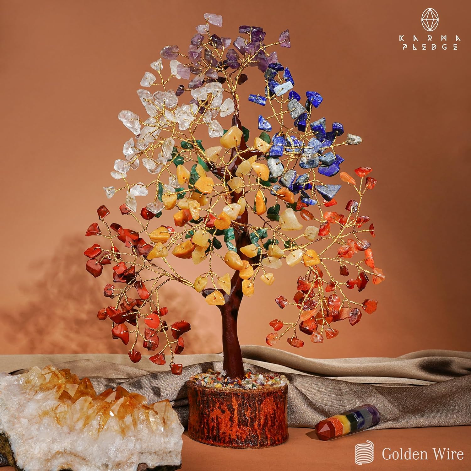 Crystal Tree of Life 7 Chakra Healing Crystal Trees for Home Decor, Office Desk Decor, Living Room Decor, Handmade Bonsai Trees for Positive Energy, Money, Good Luck Birthday Gifts for Women, Mom-uFunSpace