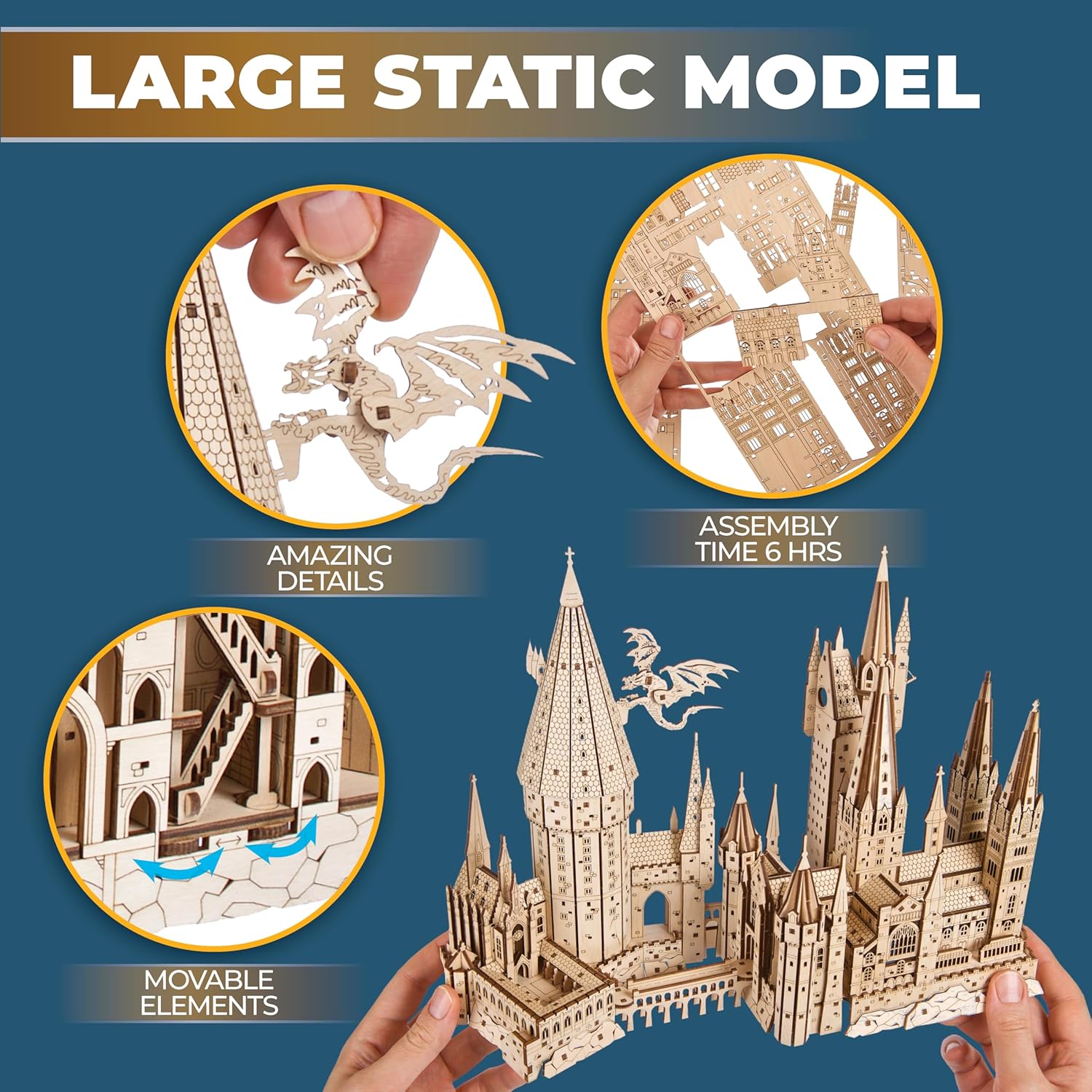 Harry Potter Hogwarts Castle Building Blocks for Adults - Harry Potter Wooden Puzzle for Teens - 3D Jigsaw Puzzles for Adults - Harry Potter Castle Model-uFunSpace