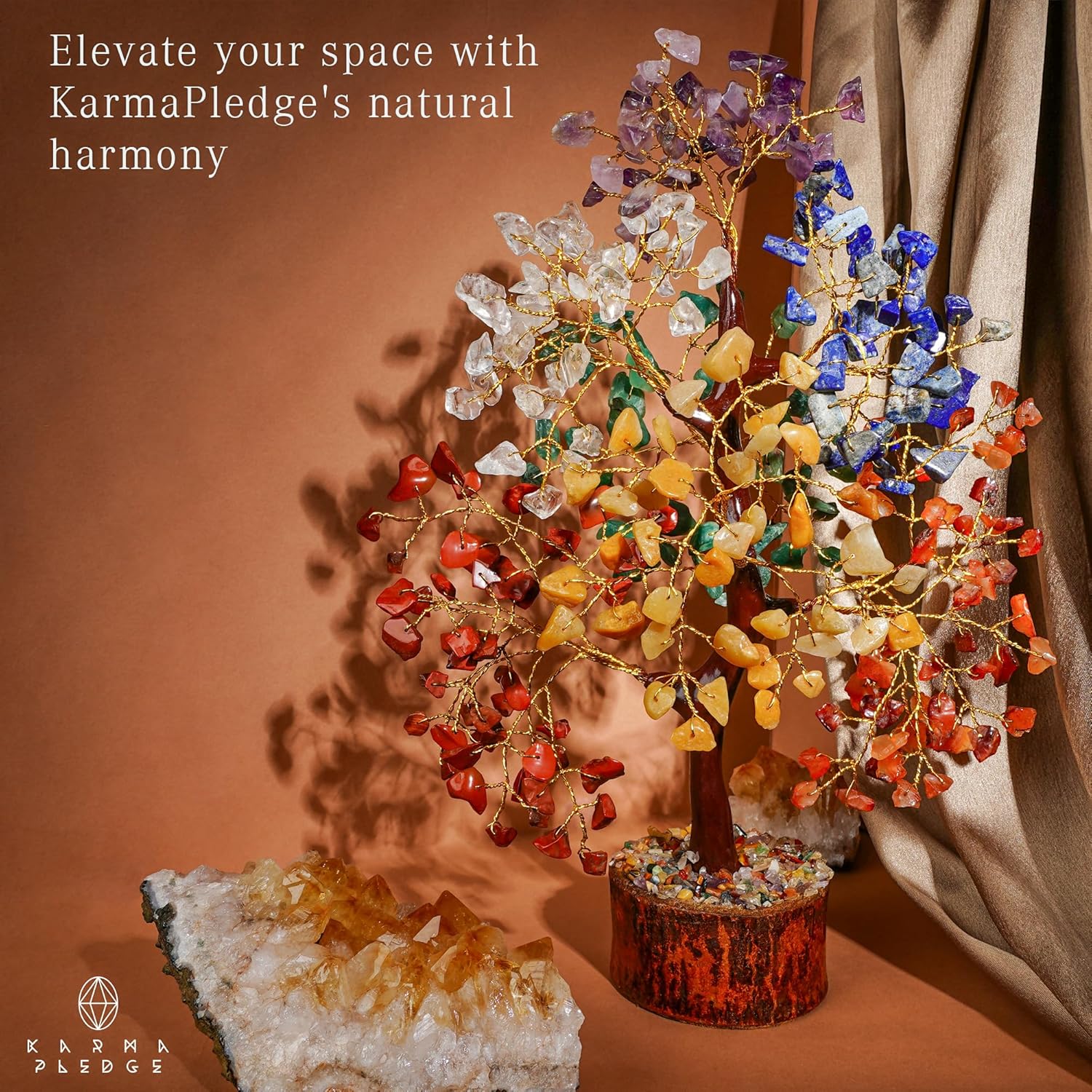 Crystal Tree of Life 7 Chakra Healing Crystal Trees for Home Decor, Office Desk Decor, Living Room Decor, Handmade Bonsai Trees for Positive Energy, Money, Good Luck Birthday Gifts for Women, Mom-uFunSpace