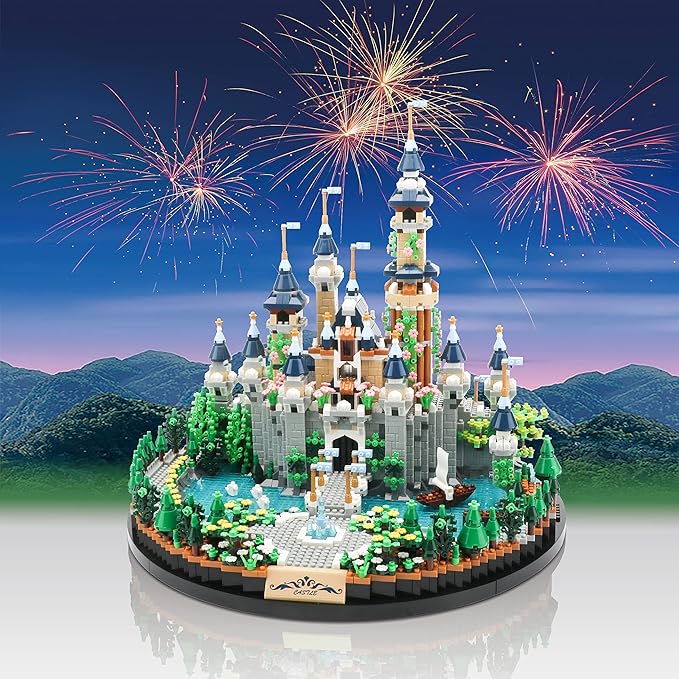 Magic Princess Blue Castle Micro Building Blocks for Adults Mini Building Kit, Creative Display Gift for Women and Kids Ages 14+ 3600 PCS-uFunSpace