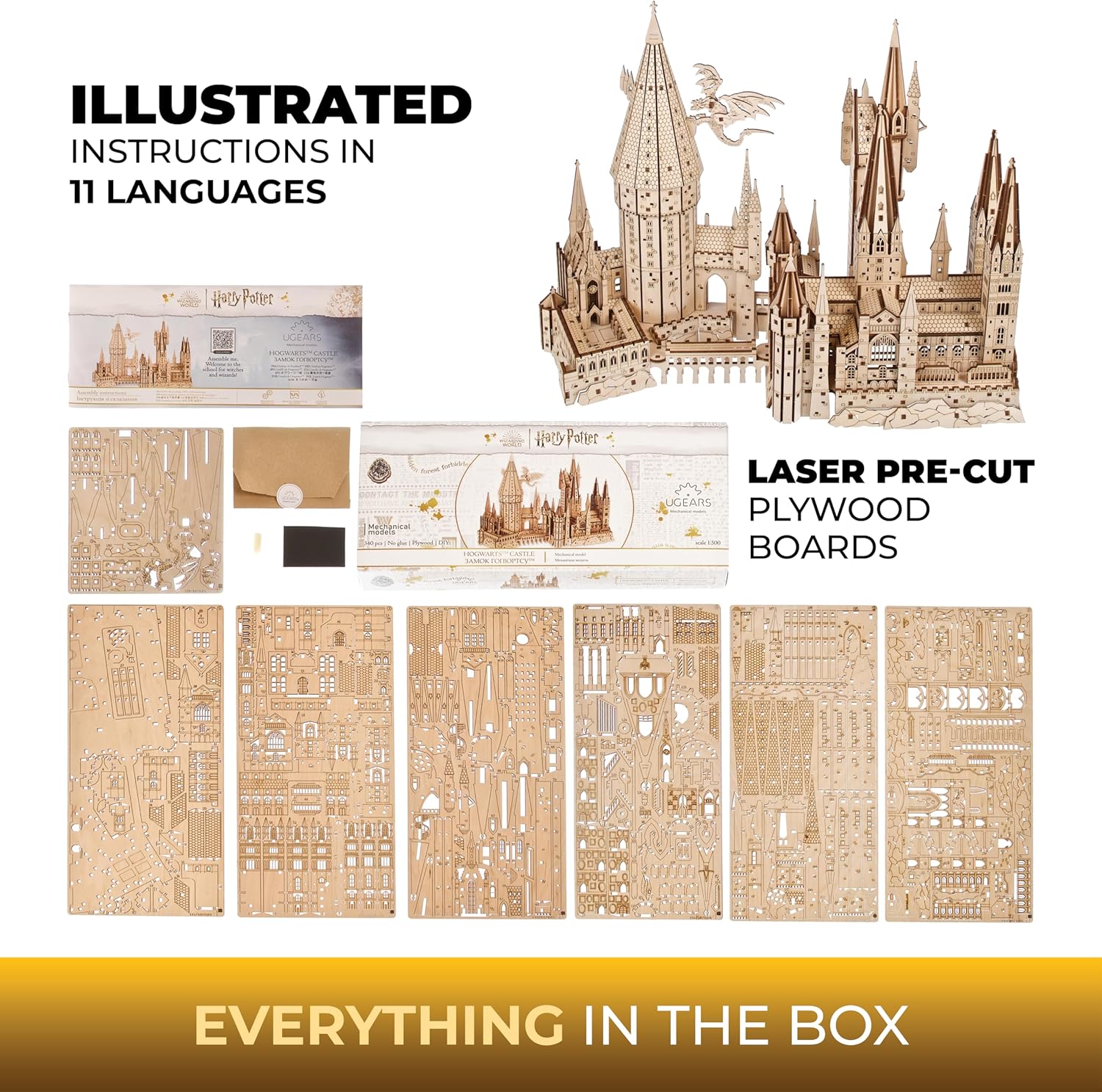 Harry Potter Hogwarts Castle Building Blocks for Adults - Harry Potter Wooden Puzzle for Teens - 3D Jigsaw Puzzles for Adults - Harry Potter Castle Model-uFunSpace