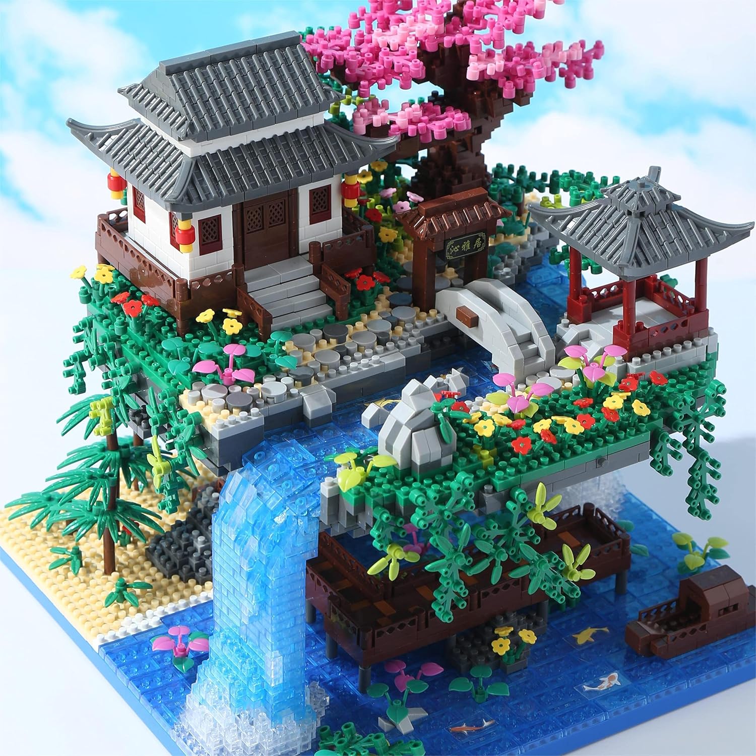 Cherry Blossom Tree Building Set with Gift Box, Original Music Cherry Blossom Tree House(Type :Symphony), Japanese Sakura Tree House Lights Building Kit（3320 Pcs, Cherry Bonsai Tree Building Set.-uFunSpace