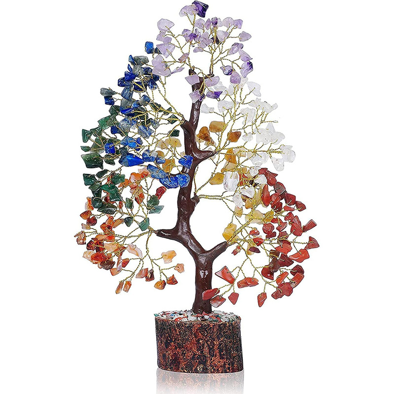 Crystal Tree of Life 7 Chakra Healing Crystal Trees for Home Decor, Office Desk Decor, Living Room Decor, Handmade Bonsai Trees for Positive Energy, Money, Good Luck Birthday Gifts for Women, Mom-uFunSpace