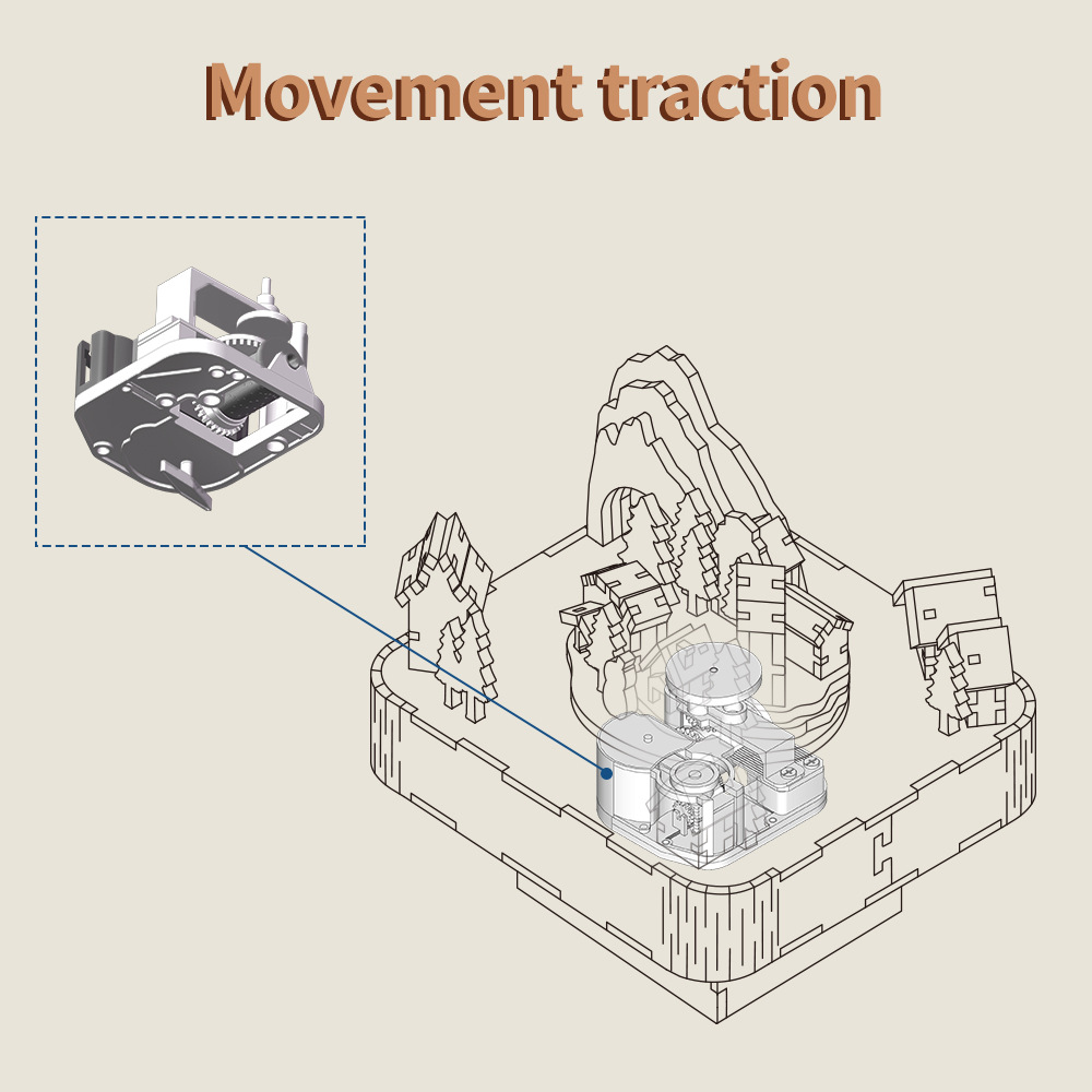 Northland Train Music Box Snow Scene Christmas Gift Hand-assembled Wooden Creative Ornaments-uFunSpace