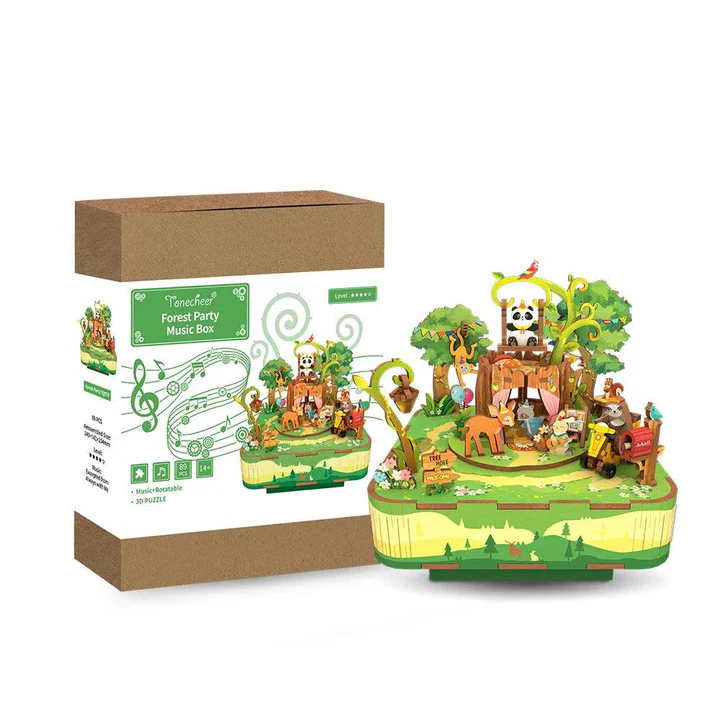 3D Creative Musical Puzzle DIY Rotating Music Box Kit (Forest party)