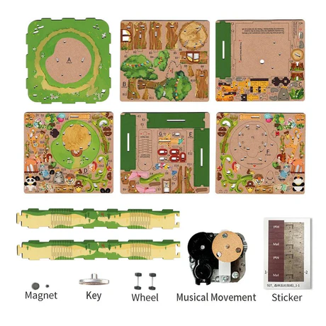 3D Creative Musical Puzzle DIY Rotating Music Box Kit (Forest party)
