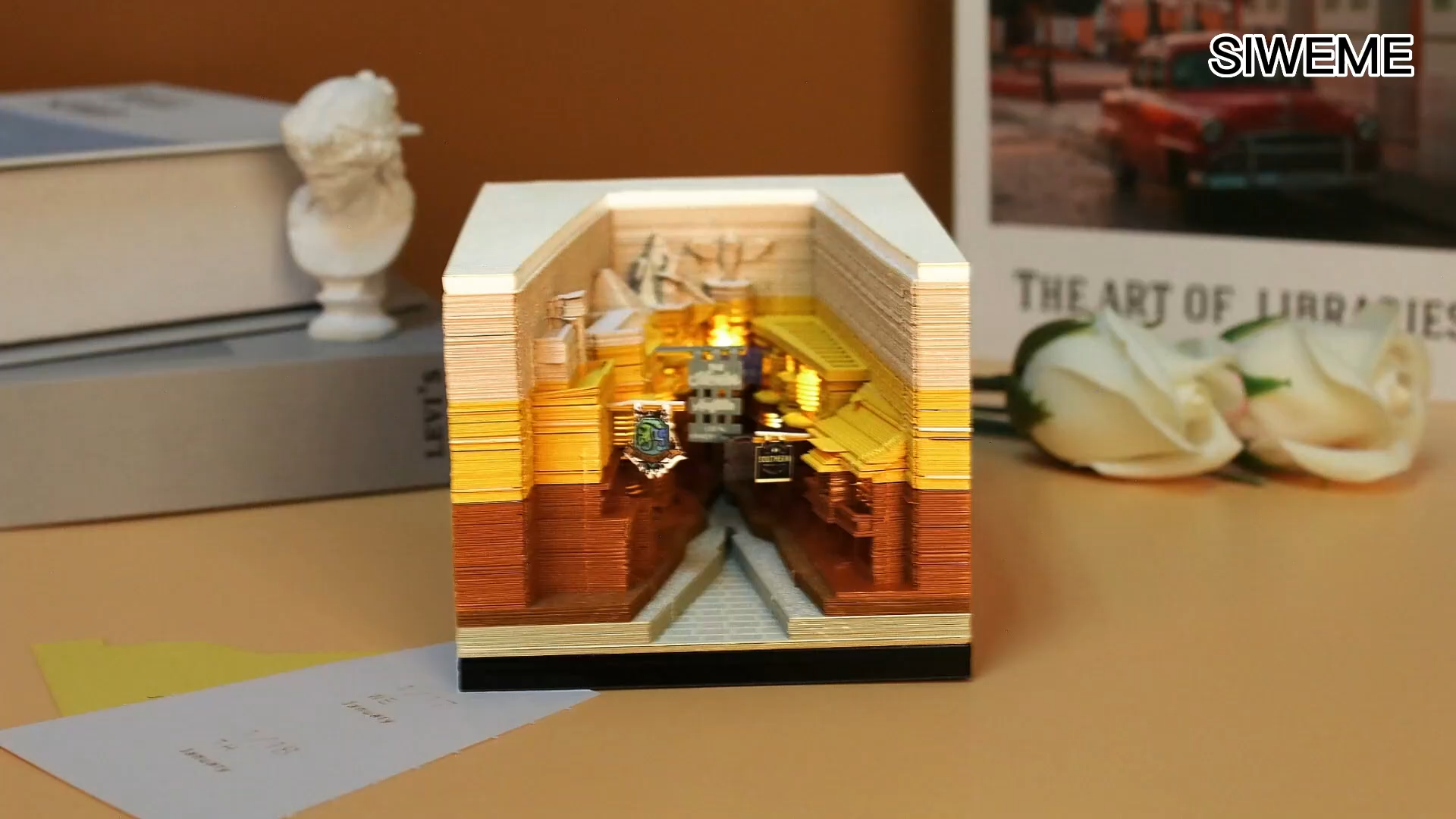 2025 Time Piece Calendar Memo Pad, Diagonal Alley Desk Calendar Notepad With Light, 3D Memo Pad DIY Decoration Gift