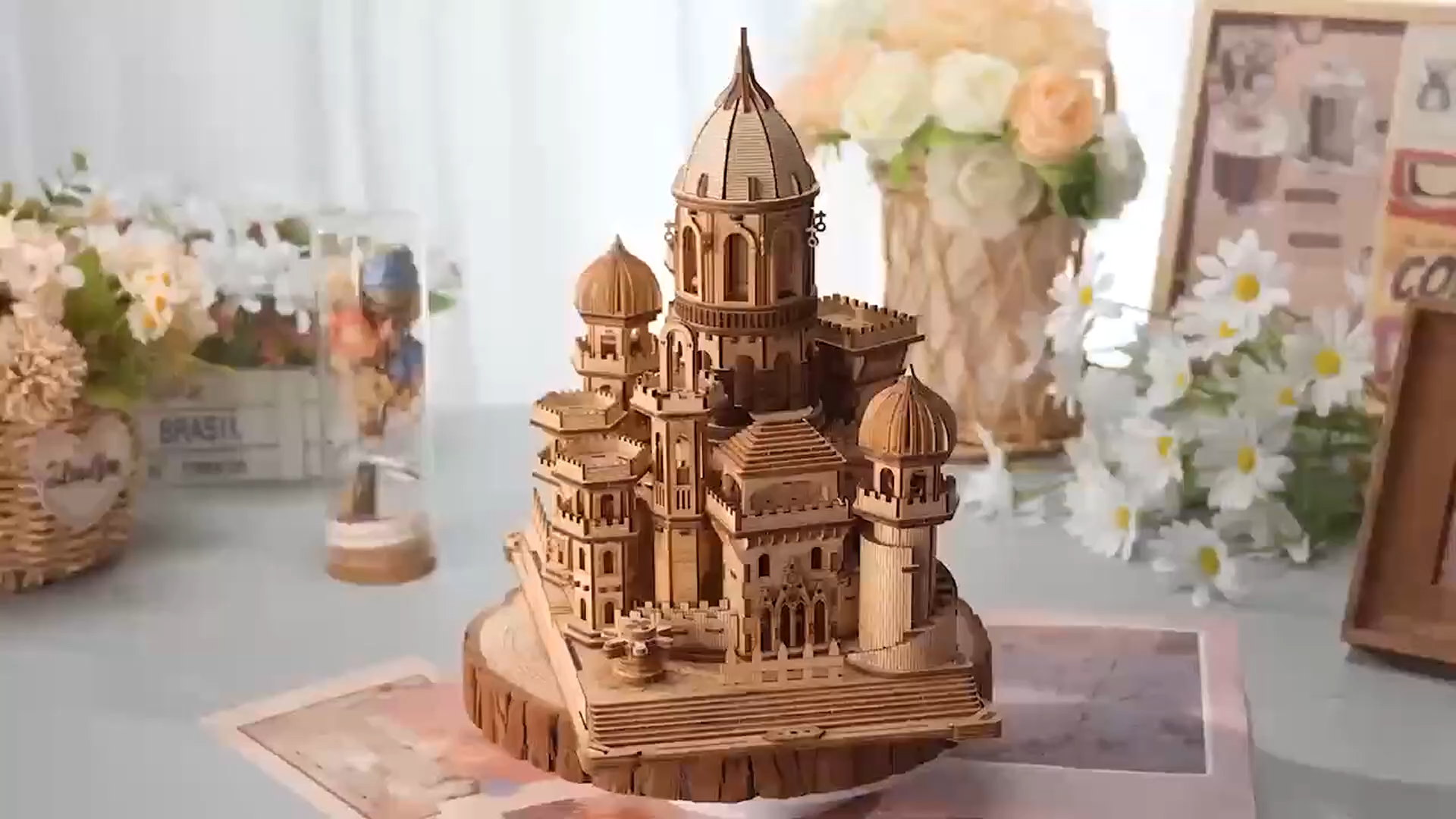 3D Wooden Puzzles DIY Mechanical Wooden Wide Model Kit 1000 Pcs 3D Puzzles for Adults Teens 14+Years Puzzle Enthusiasts Box Clockwork Enchanted Castle