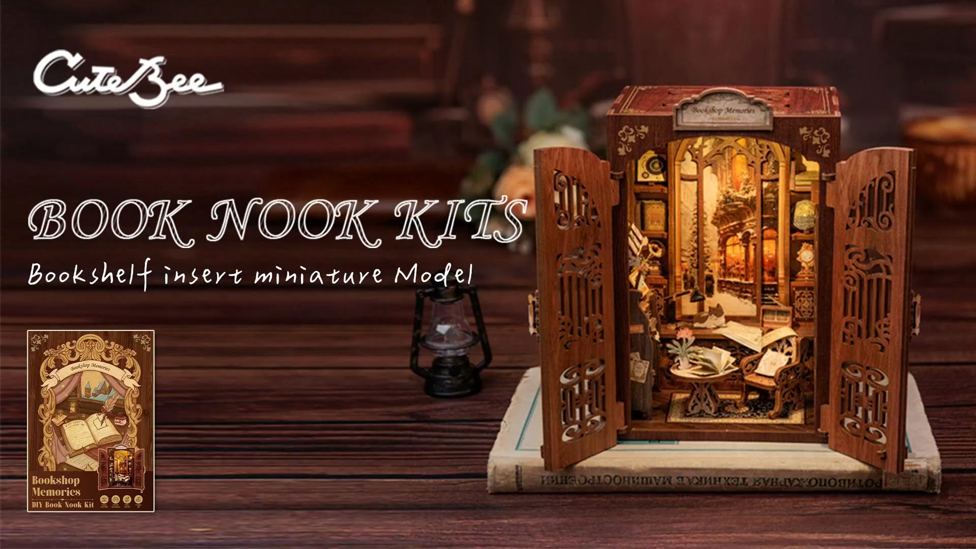 Book Nook Kit - DIY Miniature House Kit for Adults, 3D Wooden Puzzle Dollhouse Booknook Library Model Build Bookshelf Decor, Gifts for Family, Friends