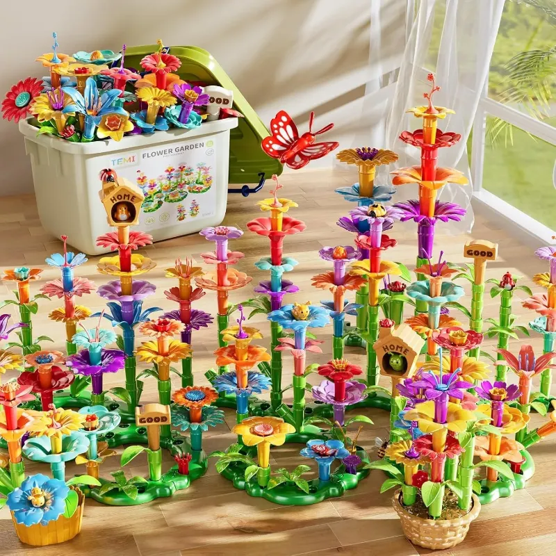 224 Pieces Girls Toys Garden Building Toys, Educational STEM Toys and Preschool Garden Playset for Toddlers 3 4 5 6 7 Years Old Children Boys Girls, Flower Stacking Toys for 3-6 Years Old