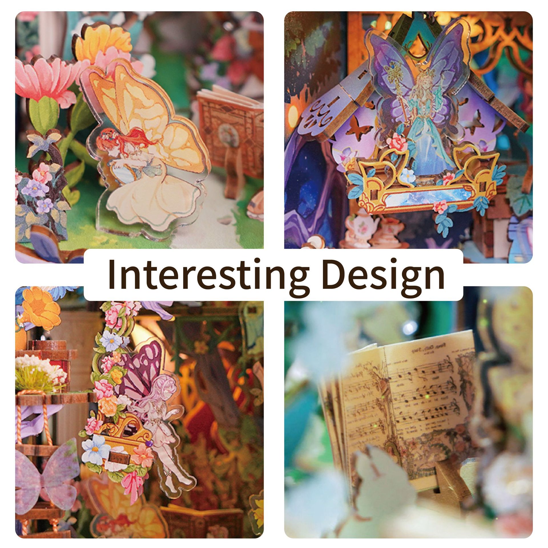 Book stand DIY cottage with fun Midsummer Night's Dream assembled wooden model ornaments handmade birthday gift-uFunSpace