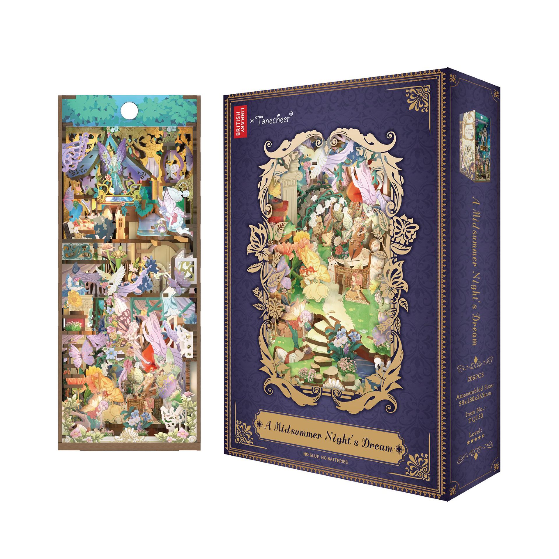 Book stand DIY cottage with fun Midsummer Night's Dream assembled wooden model ornaments handmade birthday gift-uFunSpace