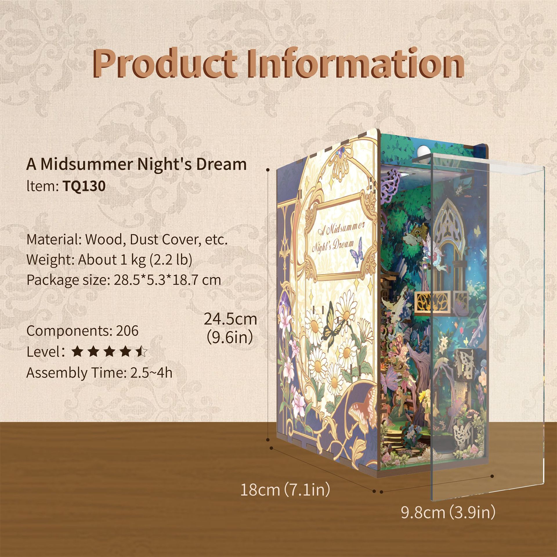 Book stand DIY cottage with fun Midsummer Night's Dream assembled wooden model ornaments handmade birthday gift-uFunSpace