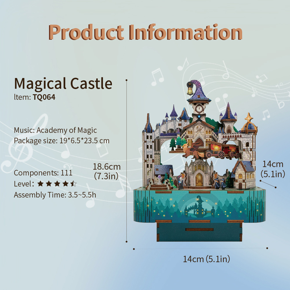 Magical Castle Music Box  Harry Potter Peripheral DIY Handmade Music Box Gift