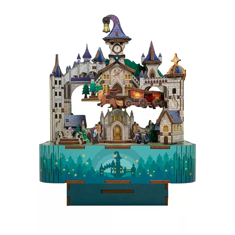 Tongqu Assembled Music Box Magic Castle Harry Potter Peripheral DIY Handmade Music Box Gift