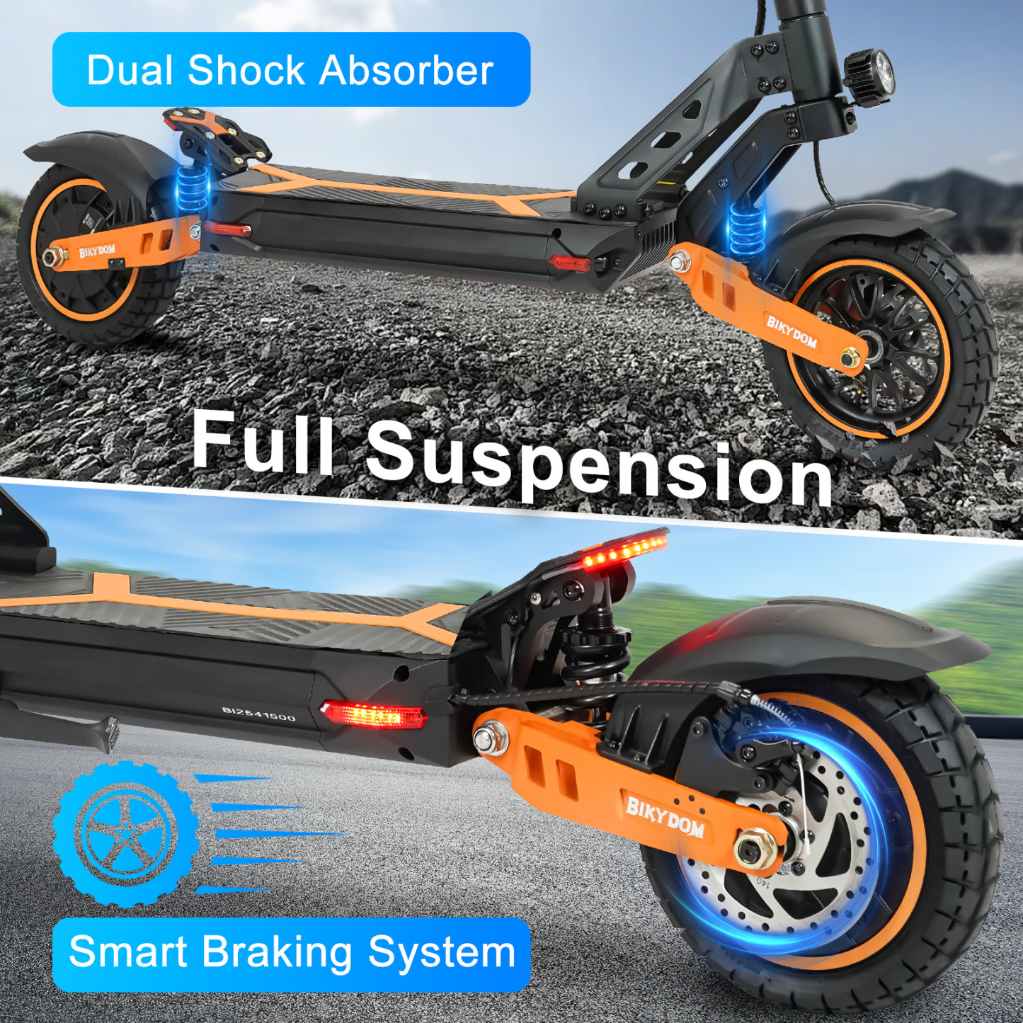 Electric Scooter Adults 1600 W Motor 50 Miles Long Range & 40 MPH Top Speed 11" Off Road Tire Folding E-Scooter 48V 27AH Battery Kick Scooter with Detachable Seat for Commuter Outdoor