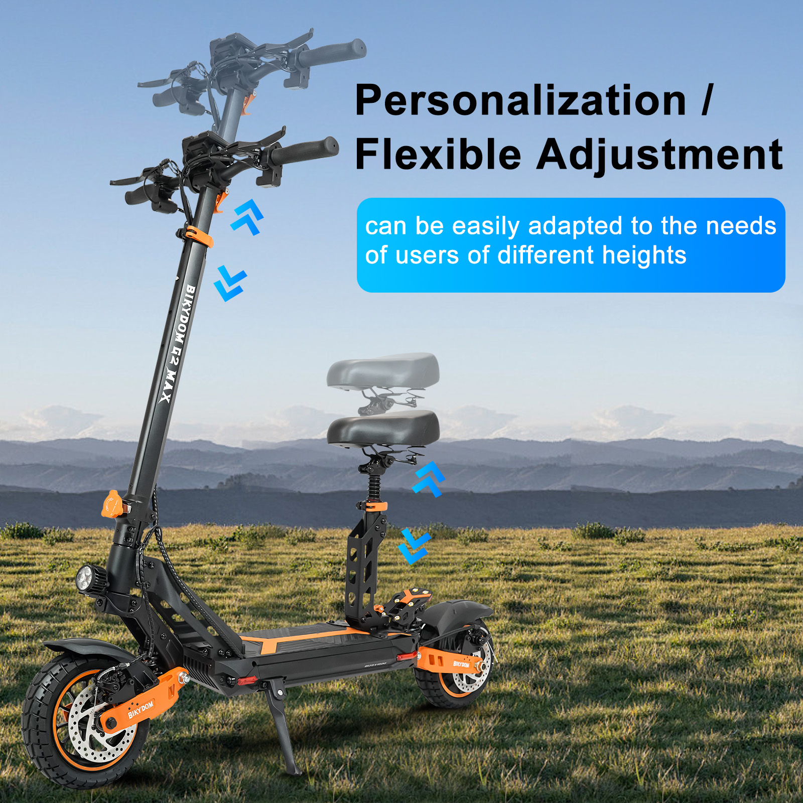 Electric Scooter Adults 1600 W Motor 50 Miles Long Range & 40 MPH Top Speed 11" Off Road Tire Folding E-Scooter 48V 27AH Battery Kick Scooter with Detachable Seat for Commuter Outdoor
