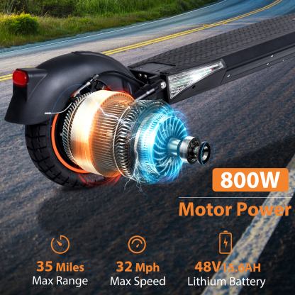 Electric Scooter Adults, 800W Motor, 35 Miles Long Range & 32 MPH Top Speed, Dual Suspension, Folding E-Scooter, with 10" Off Road Tires, Kick Scooter with Detachable Seat, for Commuter Outdoor