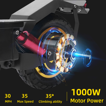 Electric Scooter Adults 1000W, Escooter 34Mph 40 Miles 48V 21Ah Electric Scooter 10" Off-Road Tires E Scooter for Adults, Full Suspension & Dual Brakes System Foldable Escooter