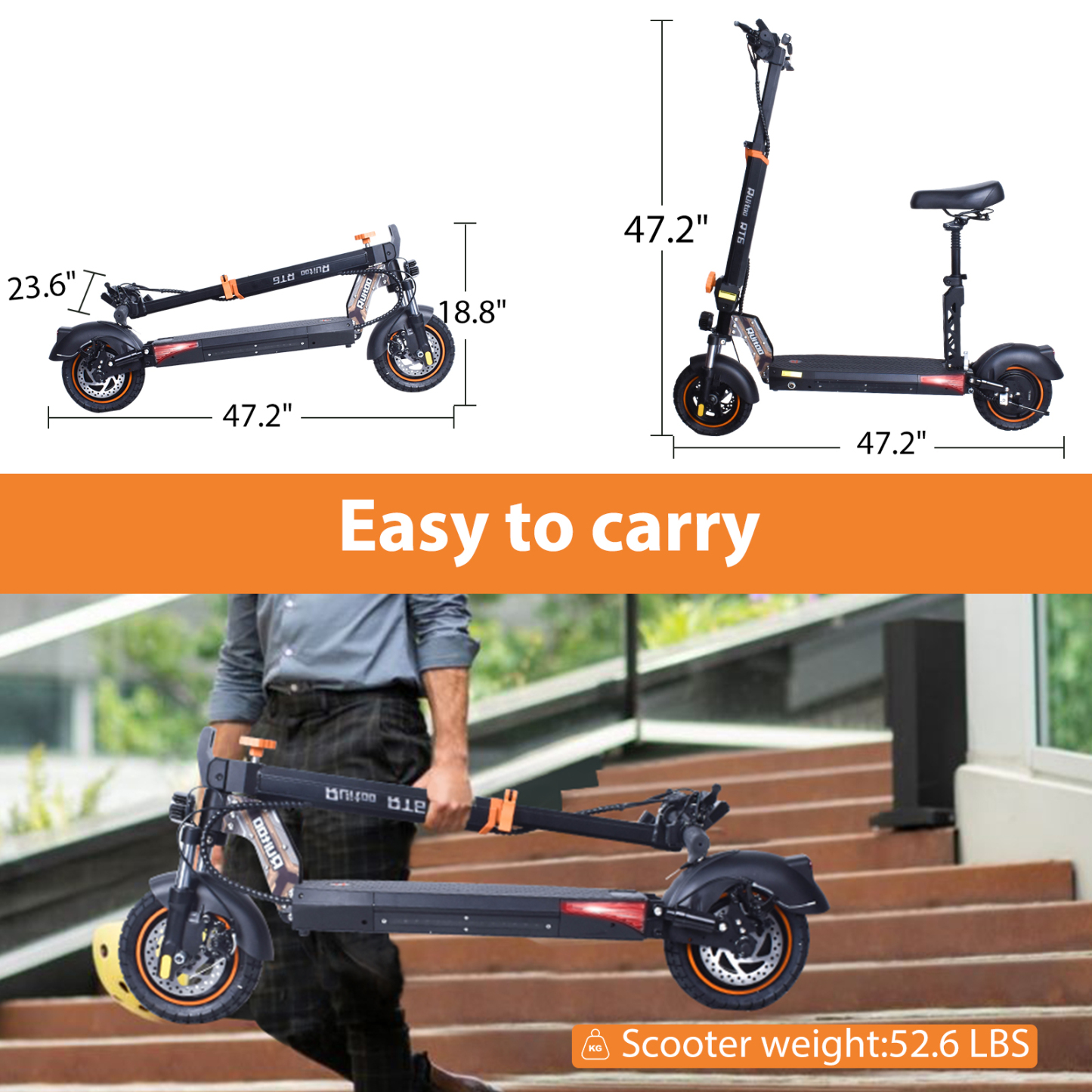 Electric Scooter Adults, 800W Motor, 35 Miles Long Range & 32 MPH Top Speed, Dual Suspension, Folding E-Scooter, with 10" Off Road Tires, Kick Scooter with Detachable Seat, for Commuter Outdoor