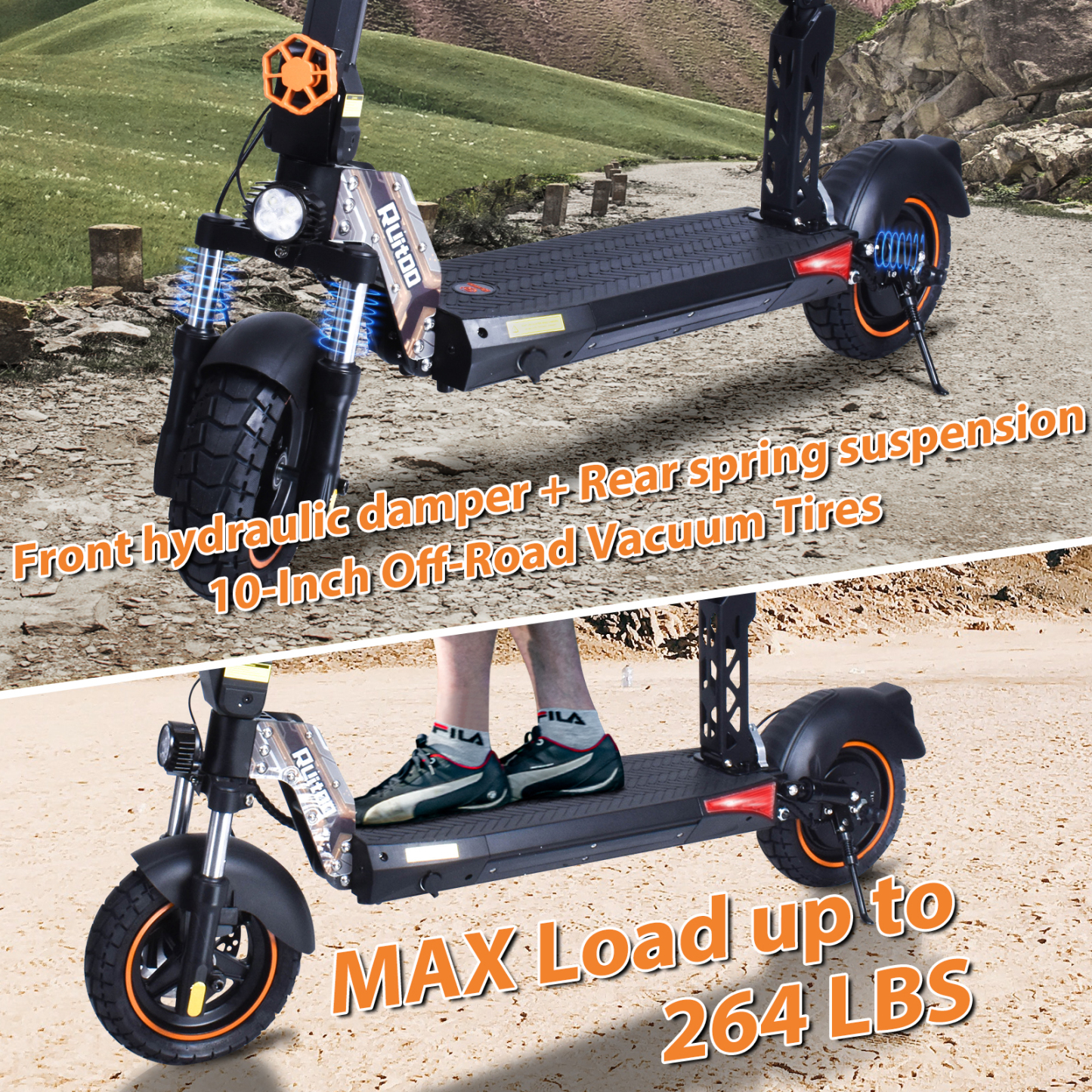 Electric Scooter Adults, 800W Motor, 35 Miles Long Range & 32 MPH Top Speed, Dual Suspension, Folding E-Scooter, with 10" Off Road Tires, Kick Scooter with Detachable Seat, for Commuter Outdoor