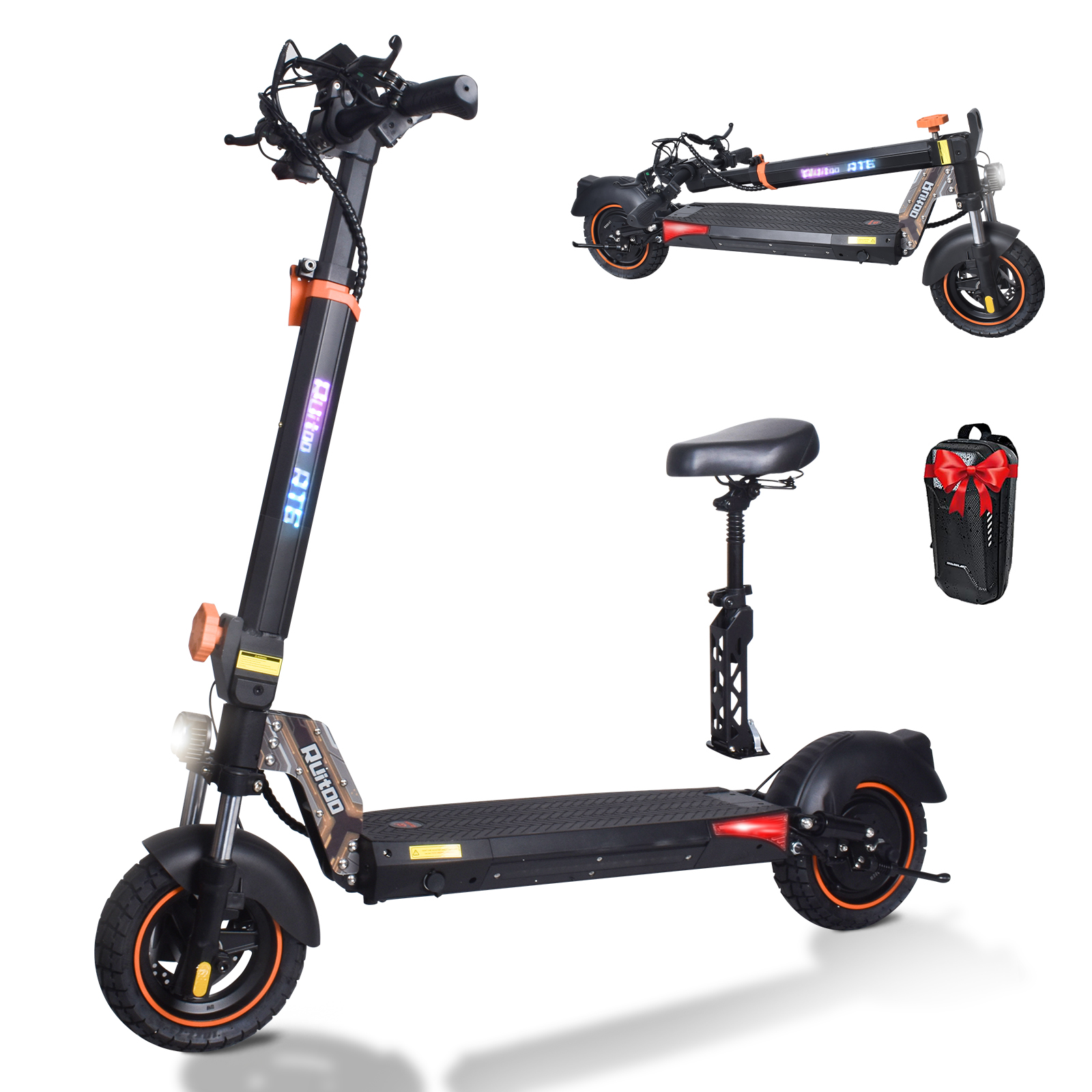 Electric Scooter Adults, 800W Motor, 35 Miles Long Range & 32 MPH Top Speed, Dual Suspension, Folding E-Scooter, with 10" Off Road Tires, Kick Scooter with Detachable Seat, for Commuter Outdoor