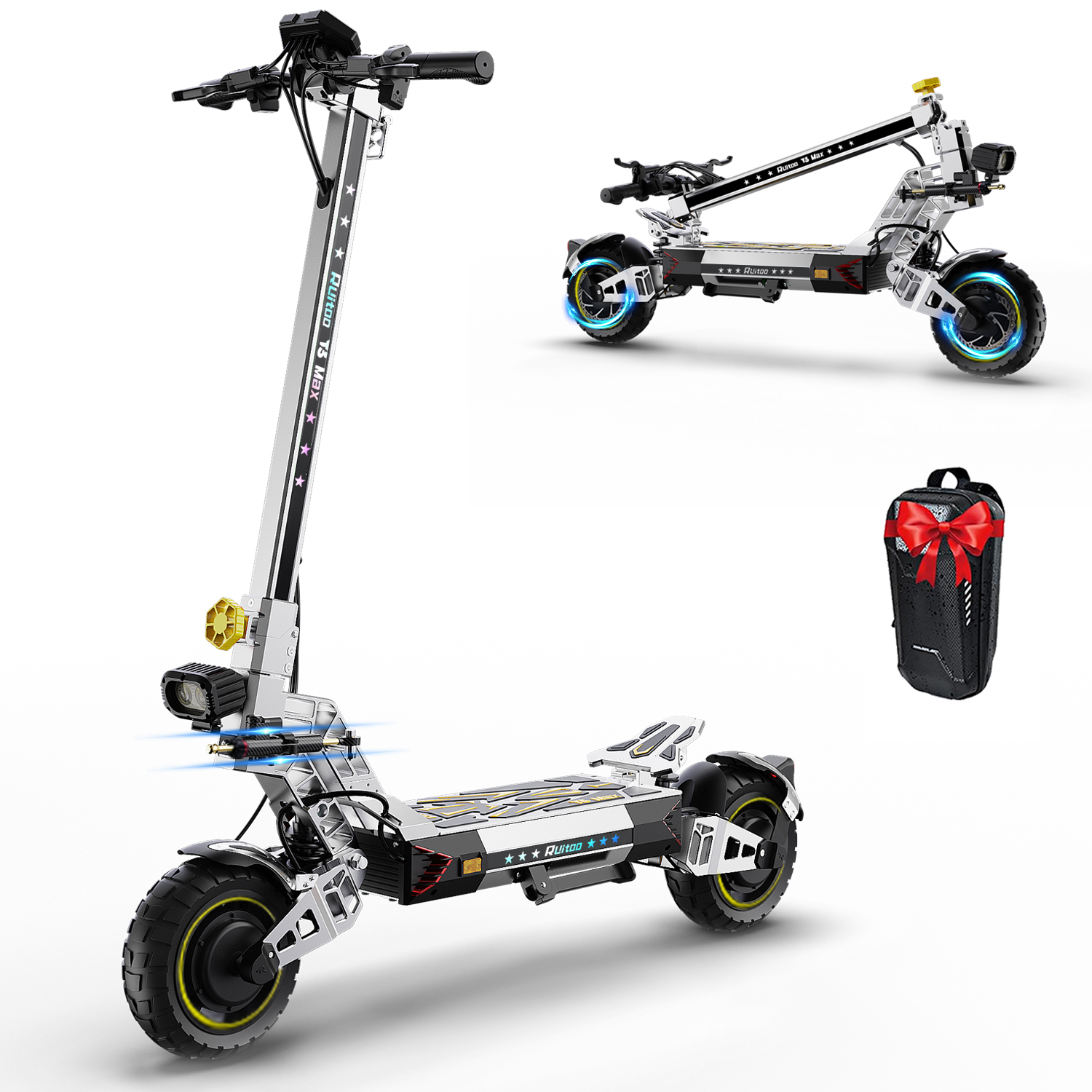 Electric Scooter for Adults 5600W Power Dual Motor Top Speed 50 MPH 50 Miles Range 60V/35AH Lithium Battery 10.5 Off Road Tire Sport E-Scooter for Daily Commuting with Steering Damper (UL 2272tested)