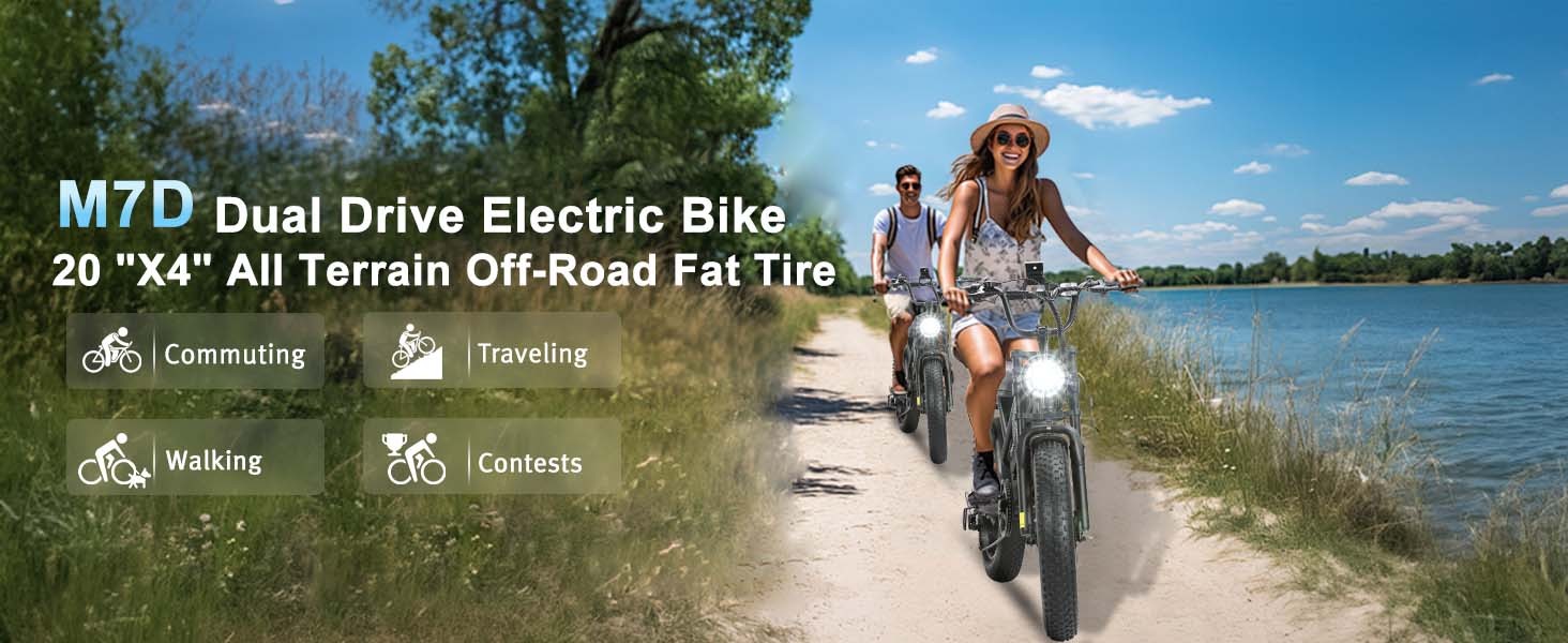 Electric Bike for Adults, Up to 80/110KM Range & 45KM/H Speed, 2000W Peak Motor 7 Speed Gearing with All-Terrain 4.0" Fat Tires E Bike, Electric Dirt Bike, Full Suspension City Bicycles for Outdoor