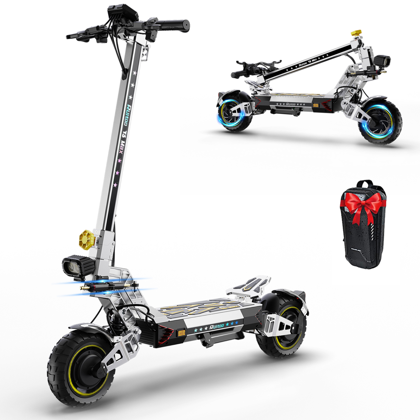 Electric Scooter for Adults 5600W Power Dual Motor Top Speed 50 MPH 50 Miles Range 60V/35AH Lithium Battery 10.5 Off Road Tire Sport E-Scooter for Daily Commuting with Steering Damper (UL 2272tested)