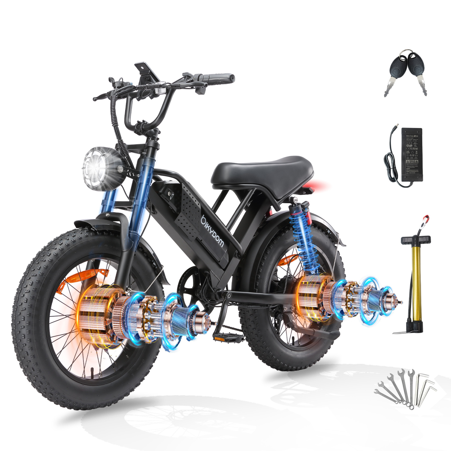 Electric Bike for Adults, Up to 80/110KM Range & 45KM/H Speed, 2000W Peak Motor 7 Speed Gearing with All-Terrain 4.0" Fat Tires E Bike, Electric Dirt Bike, Full Suspension City Bicycles for Outdoor
