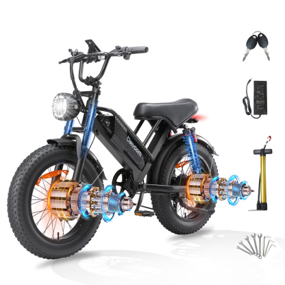 Electric Bike for Adults, Up to 80/110KM Range & 45KM/H Speed, 2000W Peak Motor 7 Speed Gearing with All-Terrain 4.0" Fat Tires E Bike, Electric Dirt Bike, Full Suspension City Bicycles for Outdoor