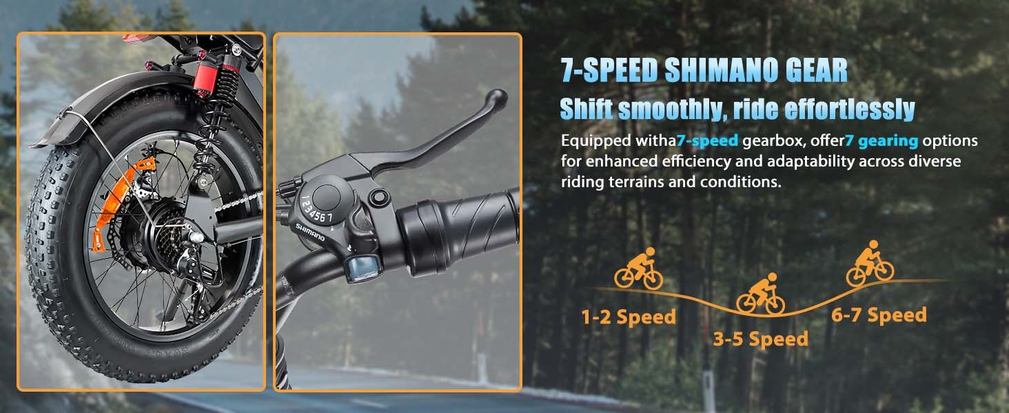 Electric Bike for Adults, Up to 80/110KM Range & 45KM/H Speed, 2000W Peak Motor 7 Speed Gearing with All-Terrain 4.0" Fat Tires E Bike, Electric Dirt Bike, Full Suspension City Bicycles for Outdoor