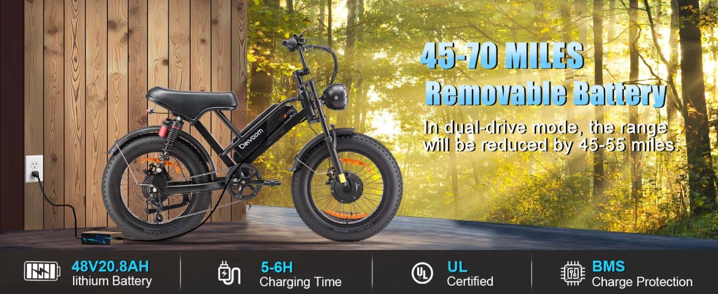 Electric Bike for Adults, Up to 80/110KM Range & 45KM/H Speed, 2000W Peak Motor 7 Speed Gearing with All-Terrain 4.0" Fat Tires E Bike, Electric Dirt Bike, Full Suspension City Bicycles for Outdoor