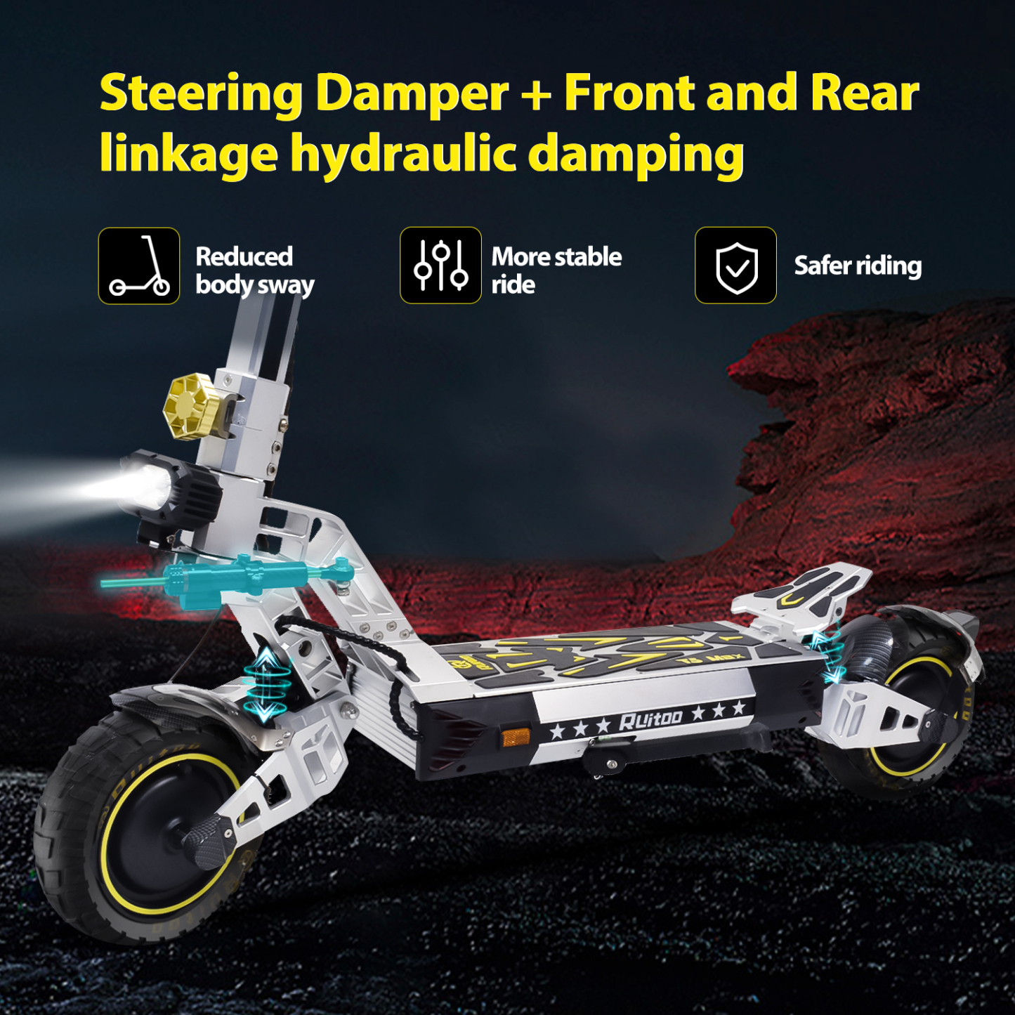 Electric Scooter for Adults 5600W Power Dual Motor Top Speed 50 MPH 50 Miles Range 60V/35AH Lithium Battery 10.5 Off Road Tire Sport E-Scooter for Daily Commuting with Steering Damper (UL 2272tested)